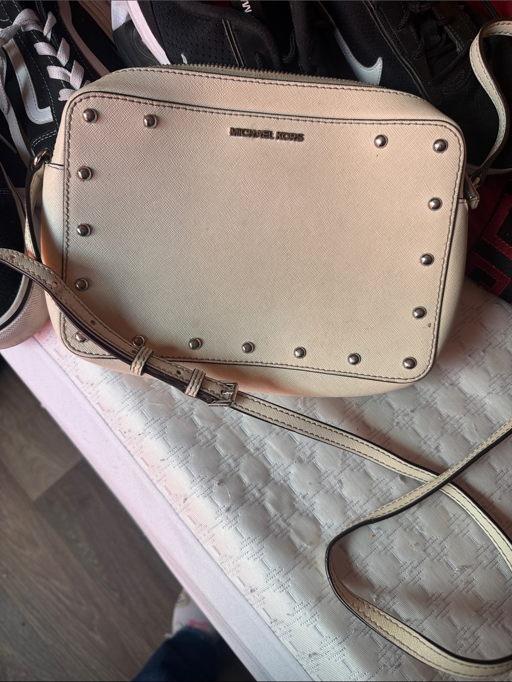 Michael Kors Ivory Studded Crossbody Bag